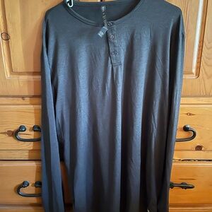 Vuori Men's Grey Long Sleeve Henley Shirt Size XXL